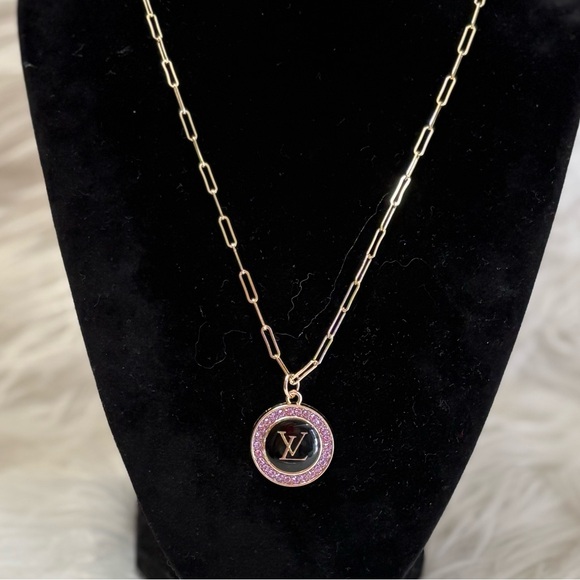 Louis Vuitton Stamped Zipper Pull on Paperclip Necklace - Picture 1 of 4